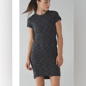 Lululemon Grey Heathered Mini‎ Dress Size 4 Short Sleeve Athleisure